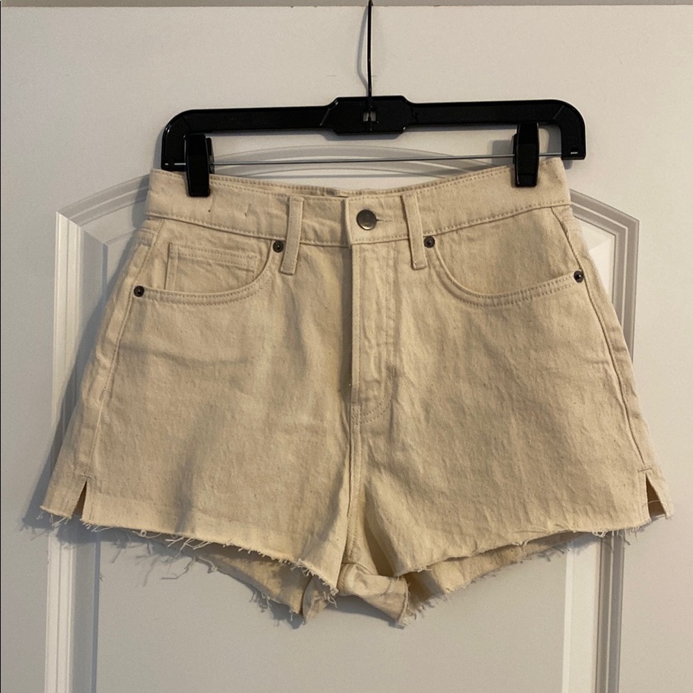 Veronica Beard Cream Jean Shorts Relaxed Fit
